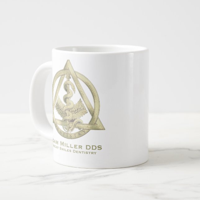 Caneca De Café Grande Mug de Dentista Personalizado (Frente Esquerda)