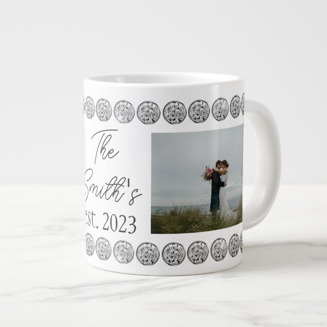 Caneca De Café Grande Mug de Especialidade de Casamento Personalizado (Frente Esquerda)