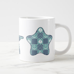 Caneca De Café Grande Mug de Especialidade em Quilta Náutica