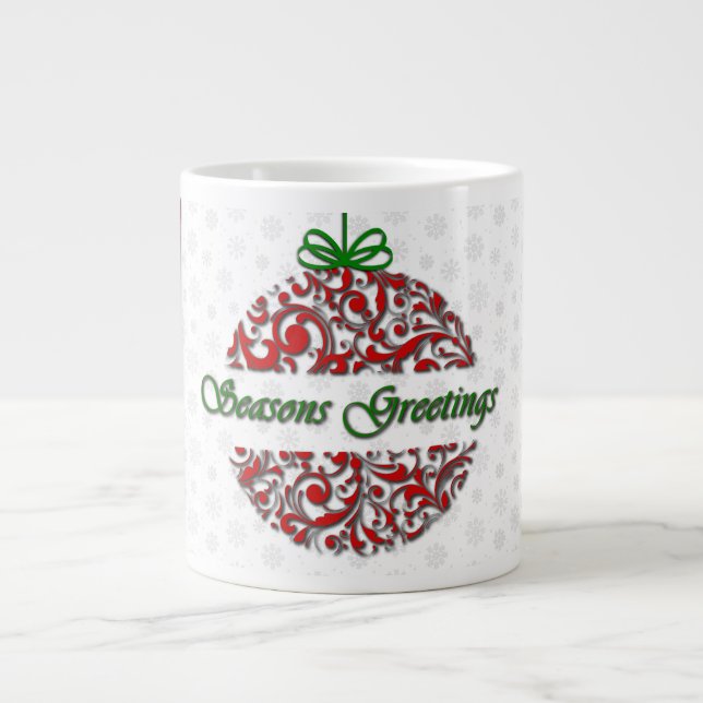 Caneca De Café Grande Mug de Feriado Barroco Vermelho e Verde Moderno (Frente)