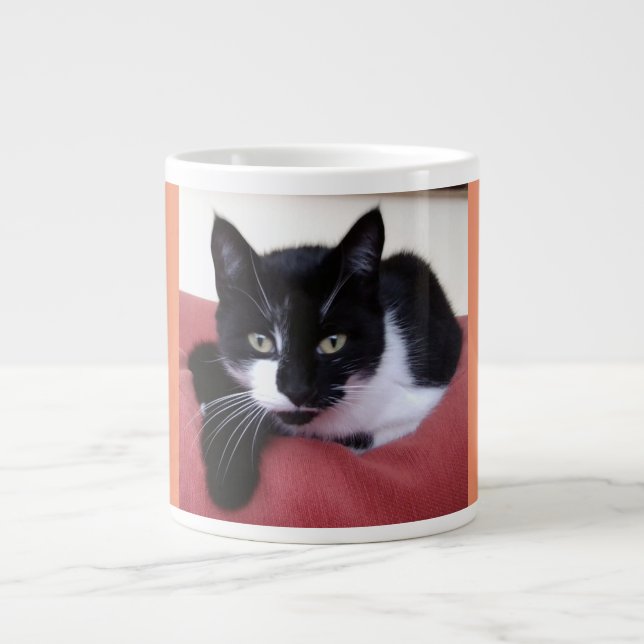 Caneca De Café Grande Mug de foto de gato jumbo (Frente)
