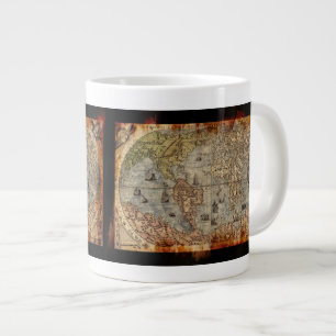 Caneca De Café Grande Mug De Sopa Jumbo Do Mapa Do Mundo Russo Vintage