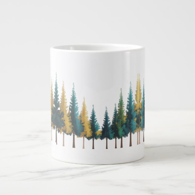 Caneca De Café Grande Mug de tamanho excessivo com vegetação escandinava (Frente)