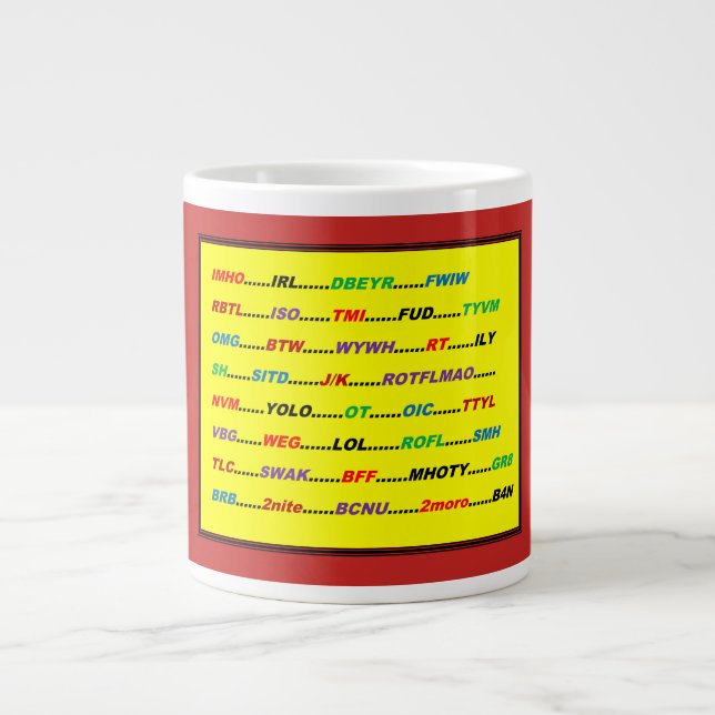 CANECA DE CAFÉ GRANDE MUG DE TEXTO (Frente)