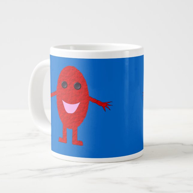 Caneca De Café Grande Mug de uva vermelha feliz (Frente Esquerda)