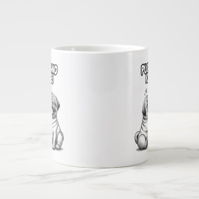 Caneca De Café Grande Mug Especialmente com filhotes e beijos (Frente)