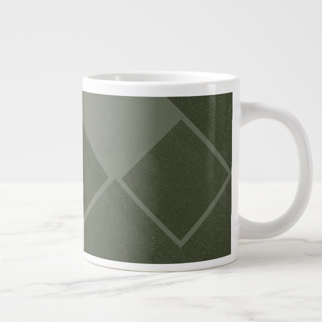 Caneca De Café Grande Mug Geométrico Verde Moderno (Direita)