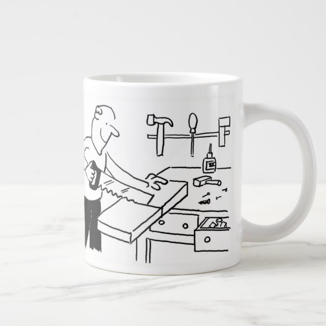 Caneca De Café Grande Mug gigante de café com ilustração carpinteiro (Direita)