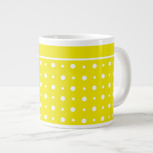 Caneca De Café Grande Mug Jumbo Amarelo-limão, Bolinhas brancas