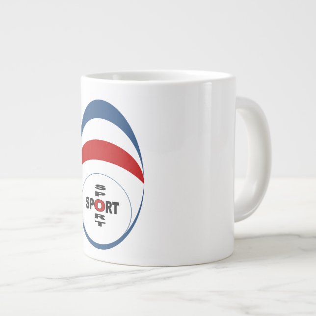 CANECA DE CAFÉ GRANDE MUG JUMBO BRANCO DESPORTO (Frente Esquerda)