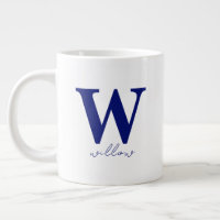 Mug Monograma Personalizado Azul Escuro Moderno
