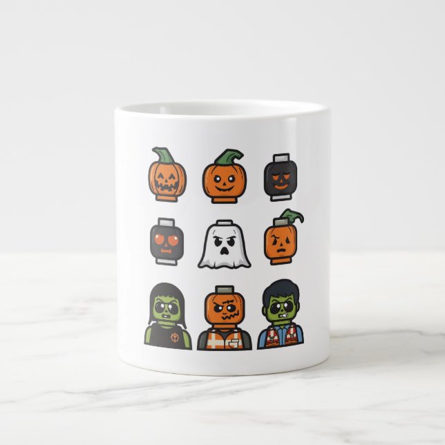 Caneca De Café Grande Mug Monstro de Cabeça de Brick Halloween (Frente)