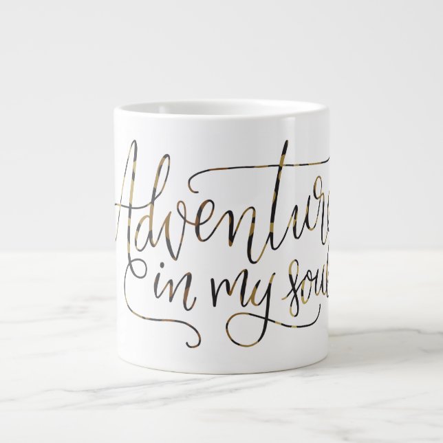 Caneca De Café Grande Mug motivacional "Aventura na Minha Alma" (Frente)