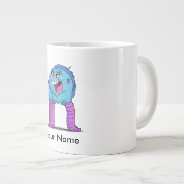 Caneca De Café Grande Mug personalizado com caractere de monstro "R" (Frente Esquerda)