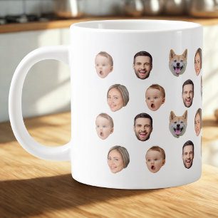 Caneca De Café Grande Mug Personalizado Da Família Fotográfica, 4 Fotogr