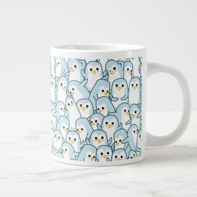Caneca De Café Grande Muitos Pinguins de Cartoon (Direita)