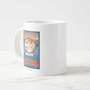 Caneca De Café Grande Mulher Andando de Ferry - Victoria, BC Canadá
