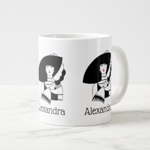 Caneca De Café Grande Mulher Art Déco com Luvas e Chapéu Grande RL