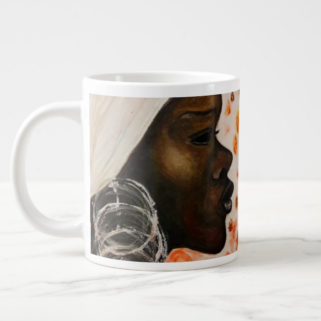 Caneca De Café Grande Mulher Bonito da beleza africana Mug (Esquerda)