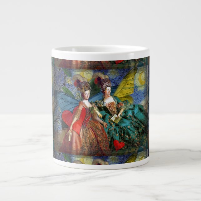 Caneca De Café Grande Mulher Borboleta Caprichosa Gêmeos Gótica Clássica (Frente)