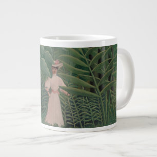 Caneca De Café Grande Mulher Caminhando em uma Floresta Exótica, Henri R