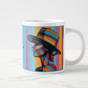 Caneca De Café Grande Mulher com Chapéu Colorido 6 silhueta marcante