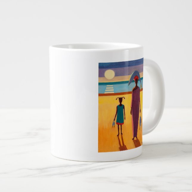 Caneca De Café Grande Mulher com peixes (Frente Esquerda)