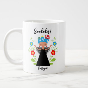 Caneca De Café Grande Mulher fada cantora de caravela portuguesa
