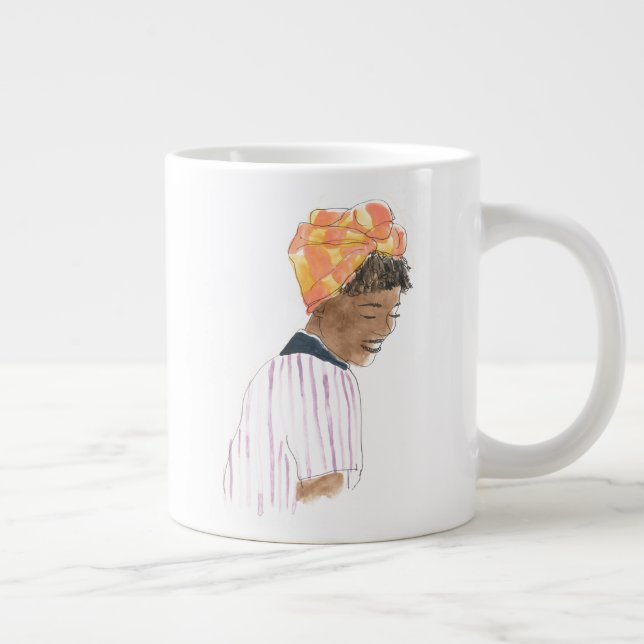 Caneca De Café Grande Mulher Forte e Bonita Sorrindo (Direita)
