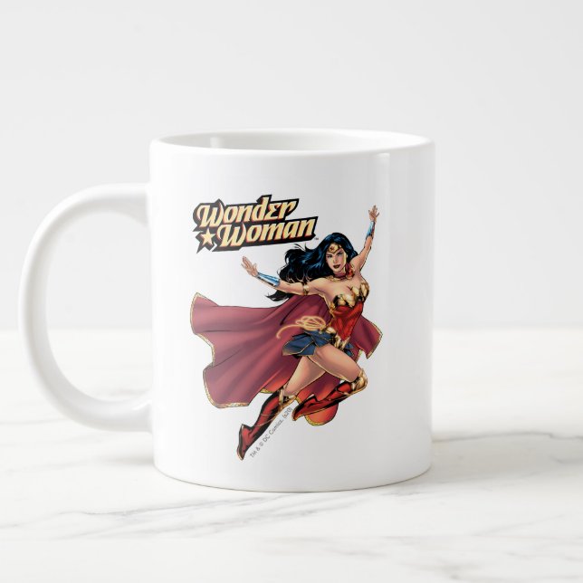 Caneca De Café Grande Mulher Maravilha Vestindo Cabo (Esquerda)