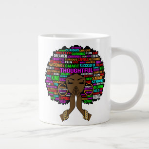 Caneca De Café Grande Mulher negra e bem pensada, melanina, mãe