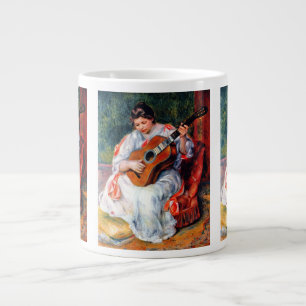 Caneca De Café Grande Mulher Tocando a Guitarra de Pierre Renoir