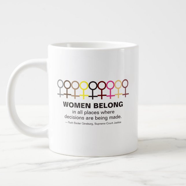 Caneca De Café Grande Mulheres Belong Justiça Ruth Bader Ginsburg Cotaçã (Esquerda)