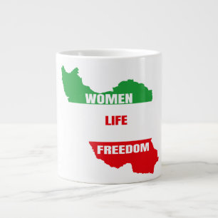 Caneca De Café Grande Mulheres na liberdade de vida apóiam mulheres iran