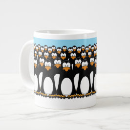 Caneca De Café Grande Multidão de Pinguins de Cartoon Engraçado na Neve