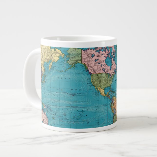 Caneca De Café Grande Mundo, Projeção do Mercator (Frente Esquerda)