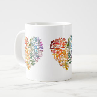 Caneca De Café Grande Mushroom Lovers - Rainbow Heart Specialty Mug