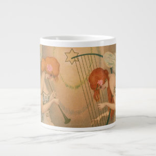 Caneca De Café Grande Música Antiga Anjos Músicos Flauta Harpa Vitoriano
