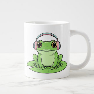 Caneca De Café Grande Música de Escuta do Sapo Verde – Vibração Pastel