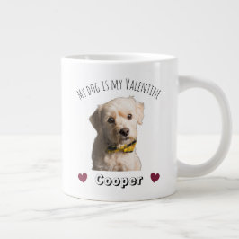 Caneca De Café Grande My Dog Is My Valentine – Personalized Pet 