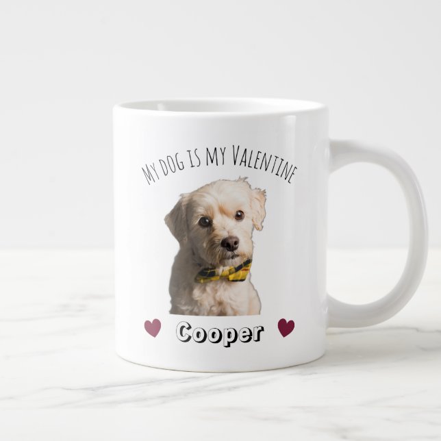 Caneca De Café Grande My Dog Is My Valentine – Personalized Pet  (Direita)