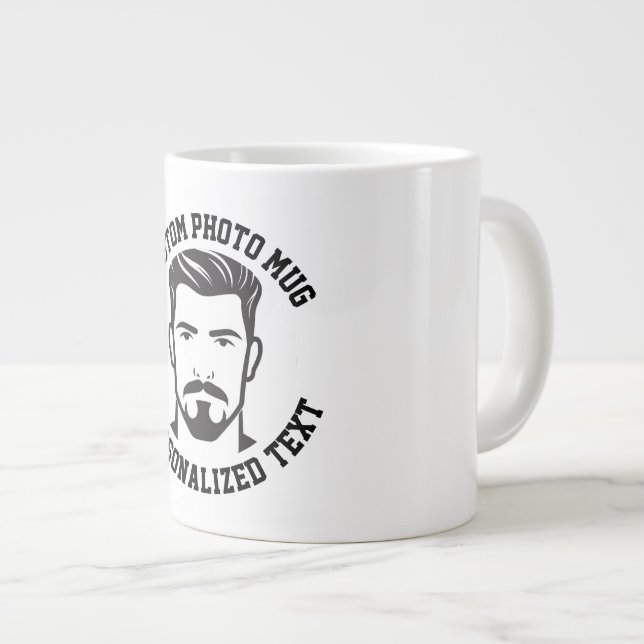 Caneca De Café Grande My Face on a Custom Giant Mug & Personalized Text (Frente Esquerda)