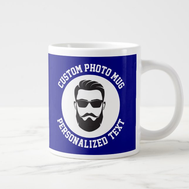 Caneca De Café Grande My Face on a NAVY BLUE Custom (Direita)
