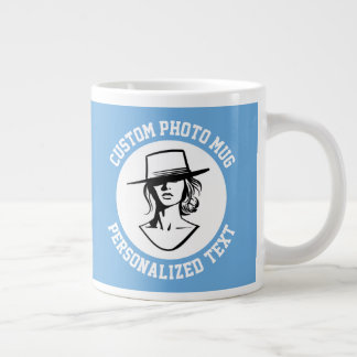 Caneca De Café Grande My Face on a POWDER BLUE Custom