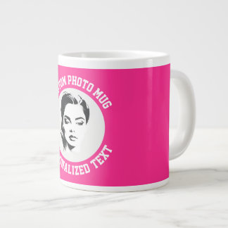 Caneca De Café Grande My Face on a STRAWBERRY PINK Custom Giant Mug