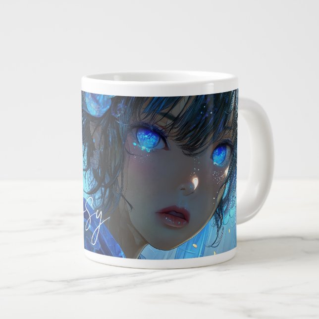 Caneca De Café Grande Mysterious Fantasy Girl - Ocean Art Aesthetic (Frente Esquerda)