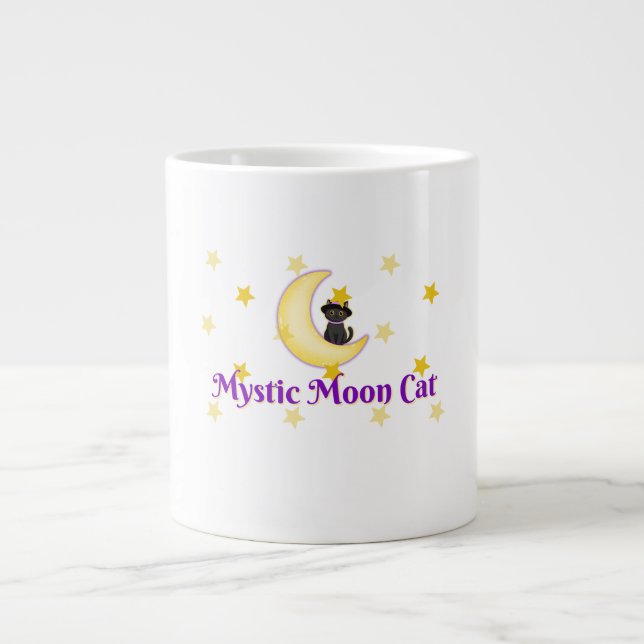 Caneca De Café Grande Mystic Moon Cat (Frente)