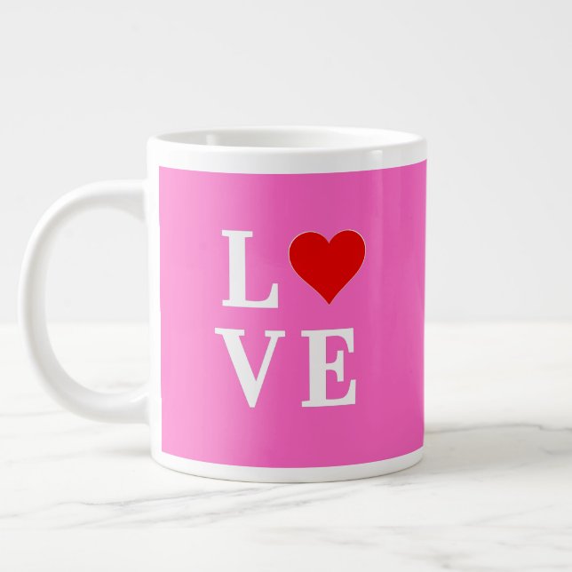 Caneca De Café Grande Na moda Elegante de AMOR rosa (Esquerda)