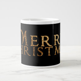 Caneca De Café Grande Na moda Feliz Natal Saudação Dourada Olhar para o
