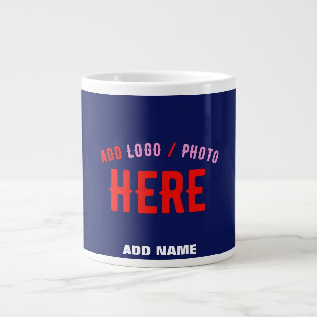 CANECA DE CAFÉ GRANDE NA MODA MODERNO PERSONALIZADO MARINHO AZUL VERIFIC (Frente)